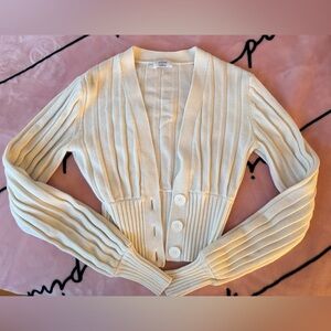 Aritzia Wilfred Cream Ribbed Cardigan